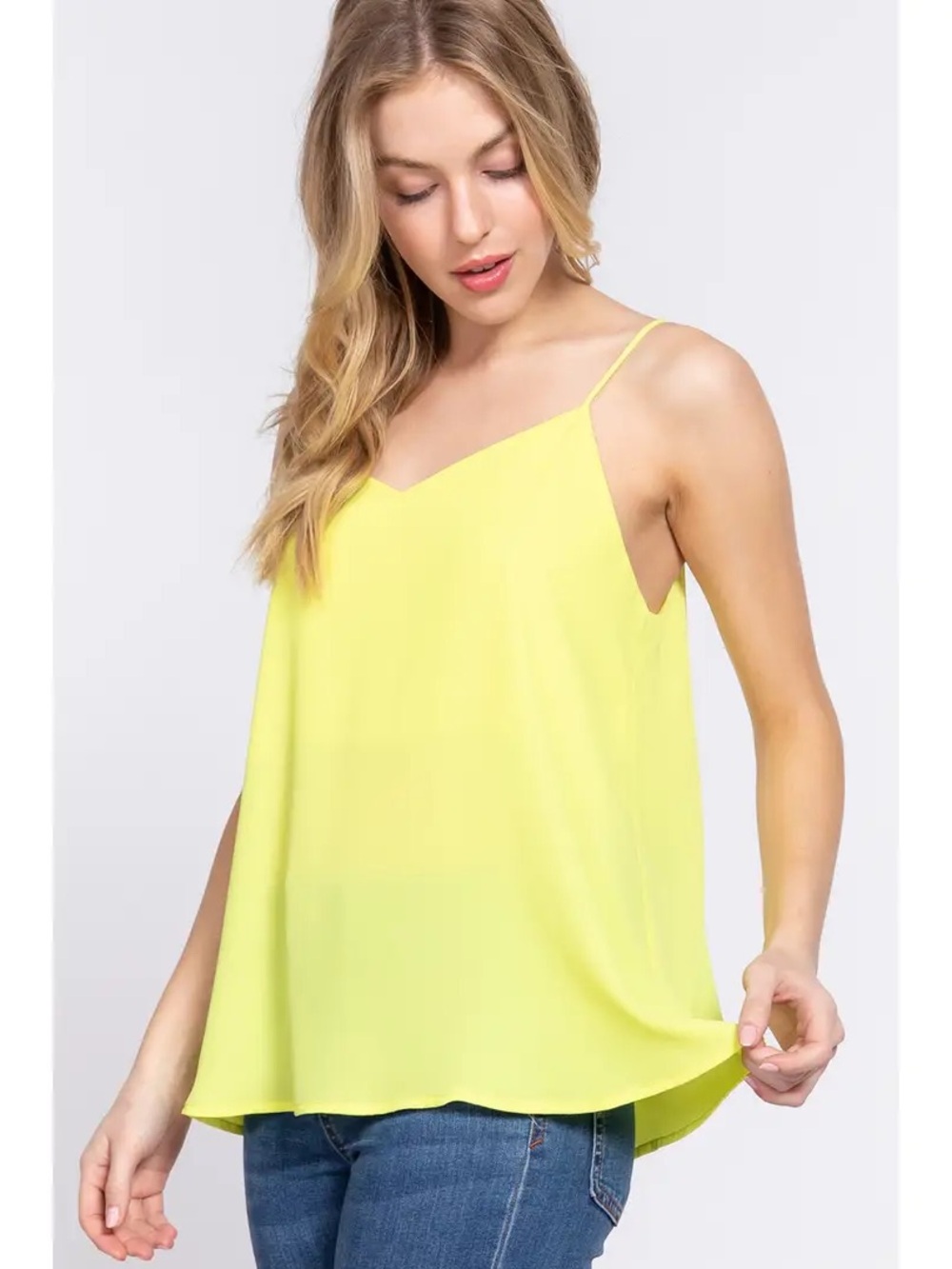 Active Basic Yellow V-Neck Spaghetti-Strap Camisole